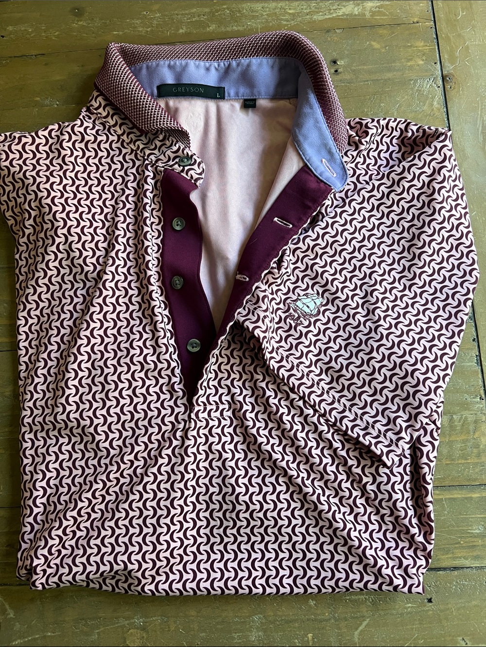 Greyson Pink & Burgundy Geometric Polo Shirt